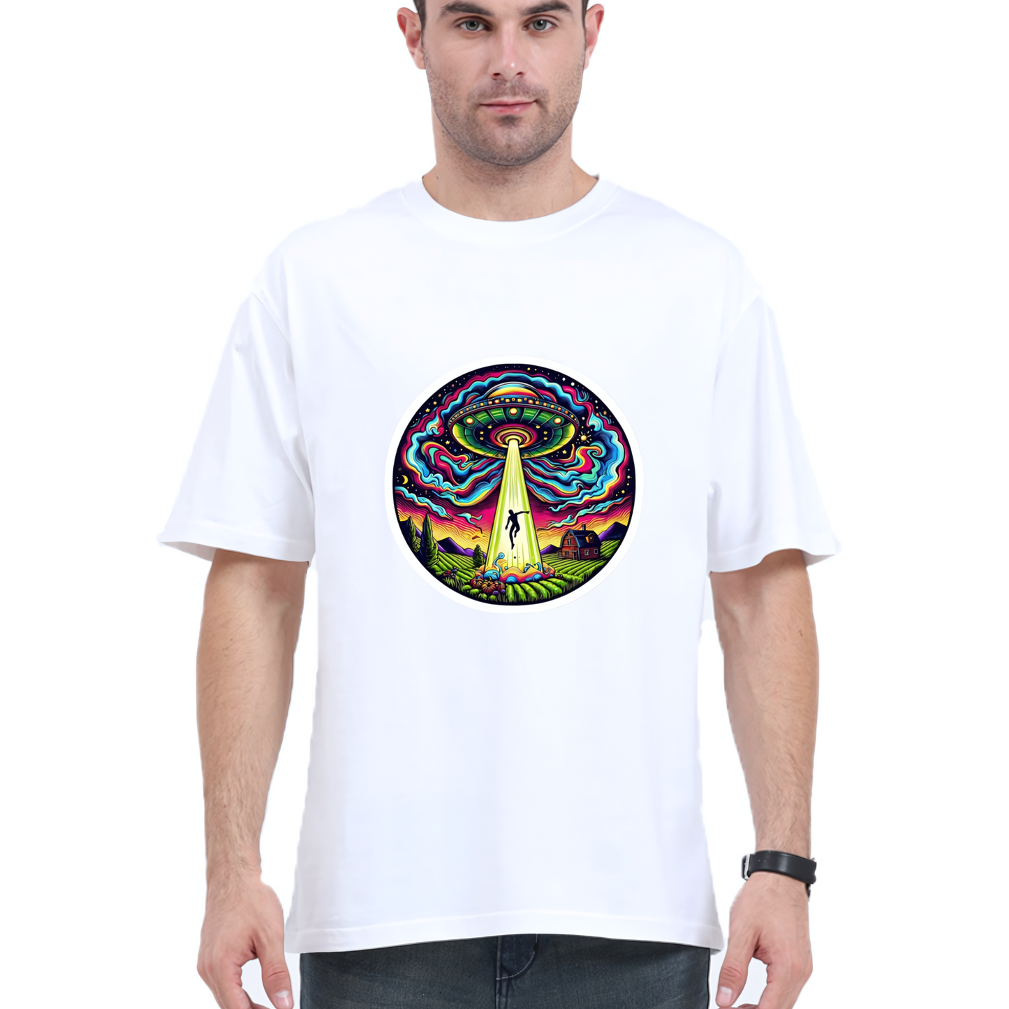 alien , Unisex oversized classic T-shirt made with 180 gsm